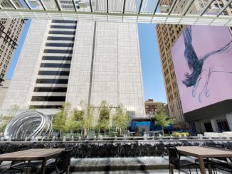 water fountain at the ATT Discovery in Downtown Dallas Texas